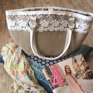 Kate Landry burlap purse.